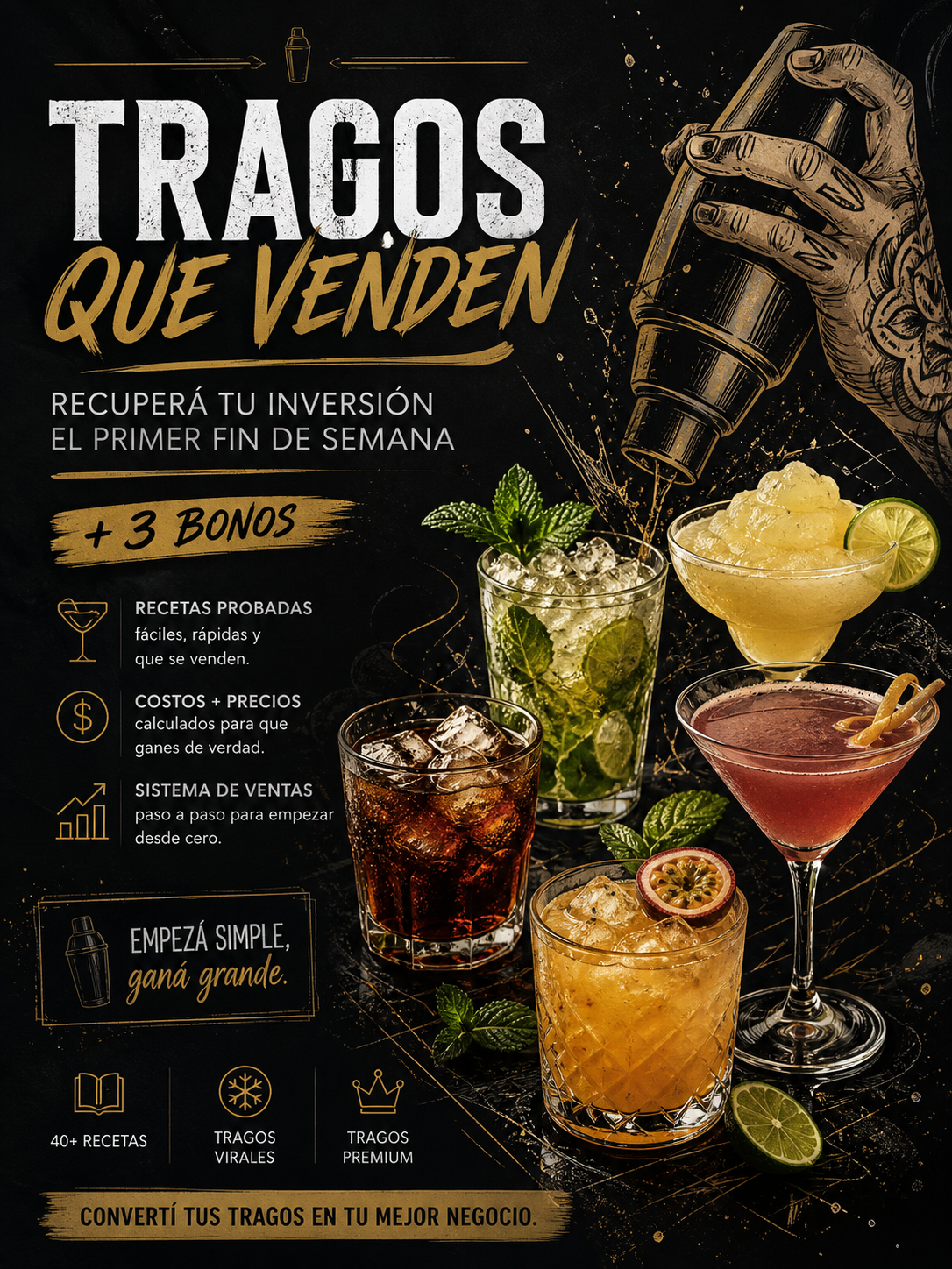 Aprendé a hacer y vender tragos + generá ingresos extra (muchos ya superan los $800.000 al mes) + bonos